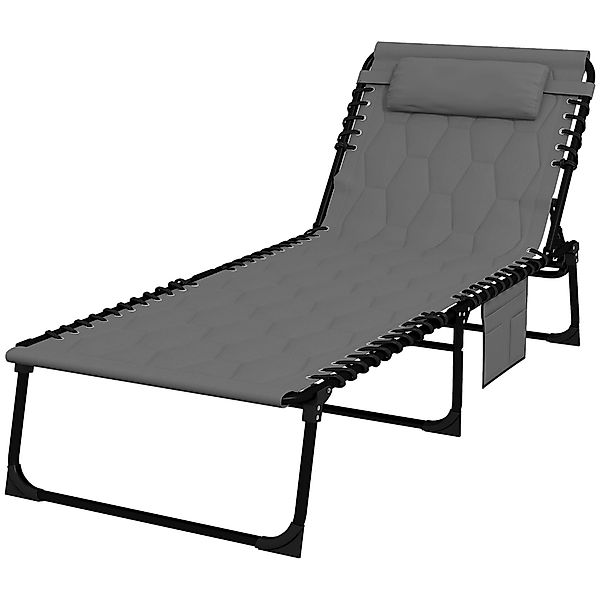 Outsunny Sonnenliege, Klappbare Gartenliege mit Kopfkissen, Liegestuhl mit günstig online kaufen