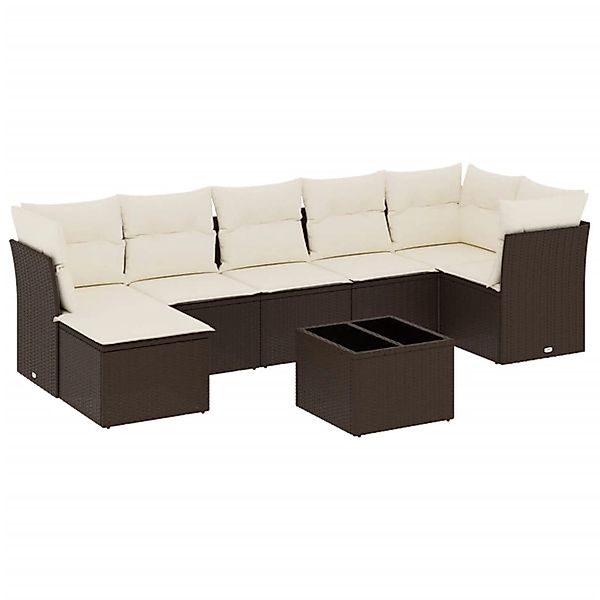 vidaXL 8-Tlg Garten-Sofagarnitur mit Kissen Braun Poly Rattan 3249822 günstig online kaufen