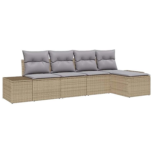 vidaXL 5-Teiliges Garten-Sofa-Set mit Kissen in Beige aus Poly Rattan 33470 günstig online kaufen