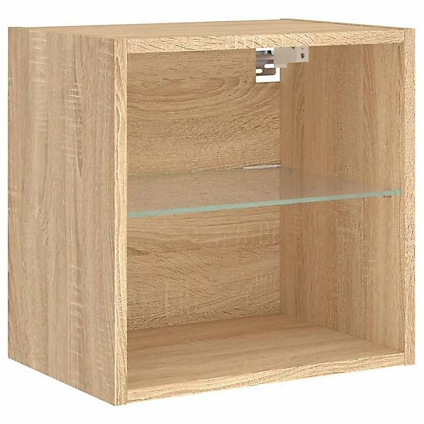 vidaXL TV-Schrank Wand-Nachttisch mit LED-Leuchten Räuchereiche günstig online kaufen