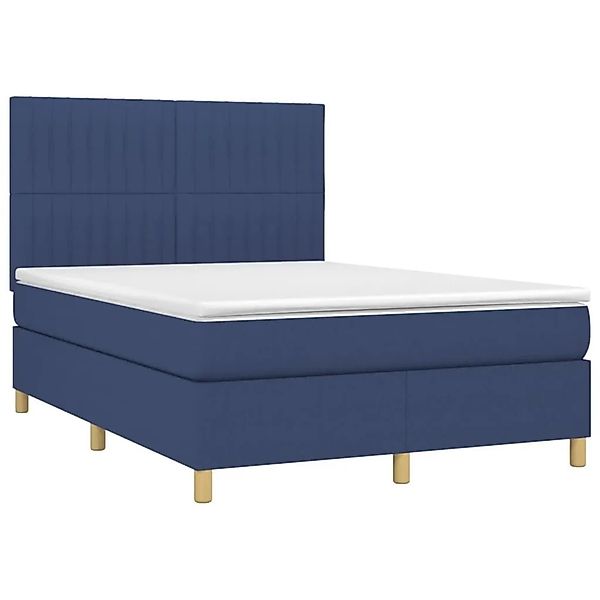 vidaXL Boxspringbett mit Matratze Blau 140x200 cm Stoff 3142503 günstig online kaufen