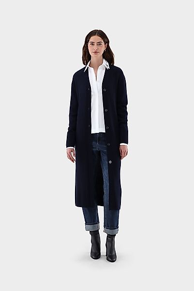 Strickjacke lang aus Rippstrick günstig online kaufen