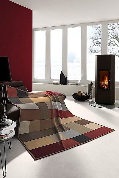 Wohndecke Cotton Home, Biederlack, Karo-Motiv, Blocking günstig online kaufen