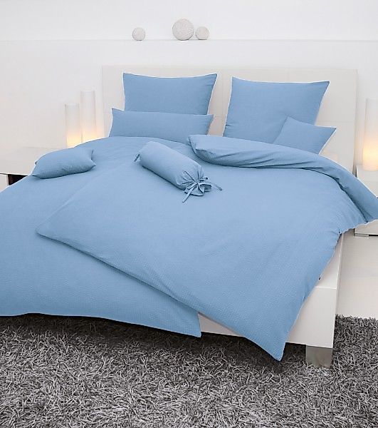 Janine Janine Mako-Soft-Seersucker Bettwäsche PIANO 0125 bleu Größe:  200x2 günstig online kaufen