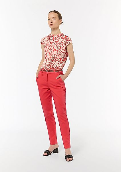 comma Kurzarmbluse Bluse Gemusterte, hochgeschlossene Bluse günstig online kaufen
