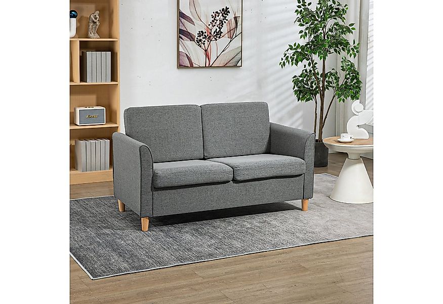 HOMCOM 2-Sitzer Sofa, Couch mit Holzbeine, Gepolsterter Polstersofa 1 Teile günstig online kaufen