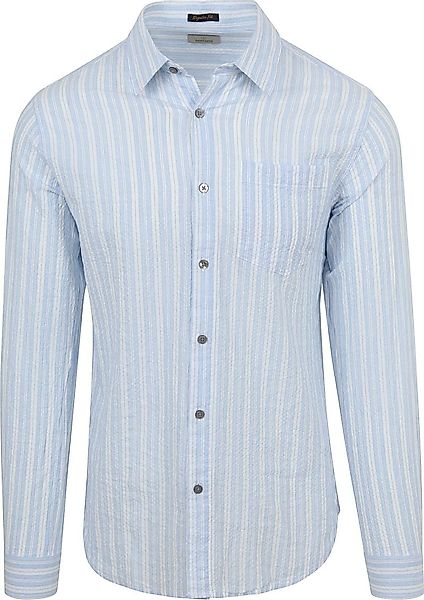 Dstrezzed Hemd Clay Seersucker Blau gestreift - Größe XL günstig online kaufen