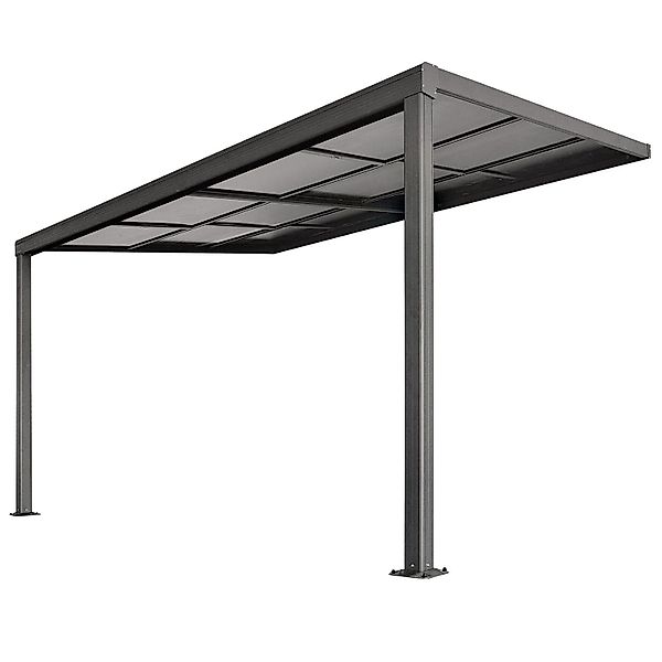 Juskys Terrassendach Jakarta 4x3m mit Polycarbonatplatten Dunkelgrau günstig online kaufen