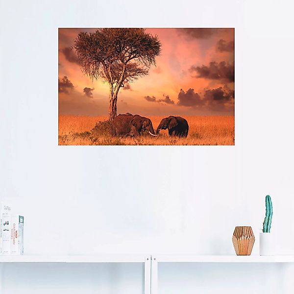Artland Wandbild »Elefanten zum Abendessen«, Wildtiere, (1 St.), als Leinwa günstig online kaufen