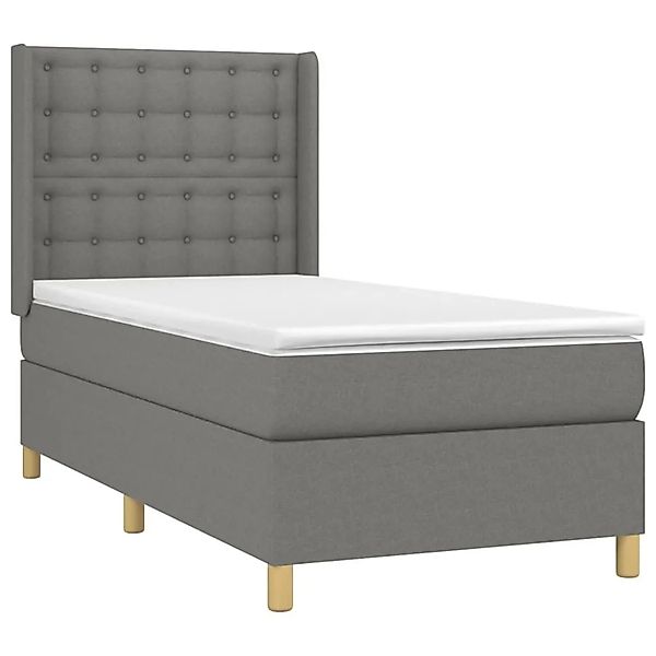 vidaXL Boxspringbett mit Matratze & LED Dunkelgrau 90x200 cm Stoff 3139166 günstig online kaufen
