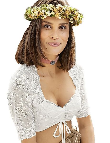Nina Von C. Dirndlbluse Halbarm Spitzen Bluse 'Malina' 16463892, Weiß günstig online kaufen