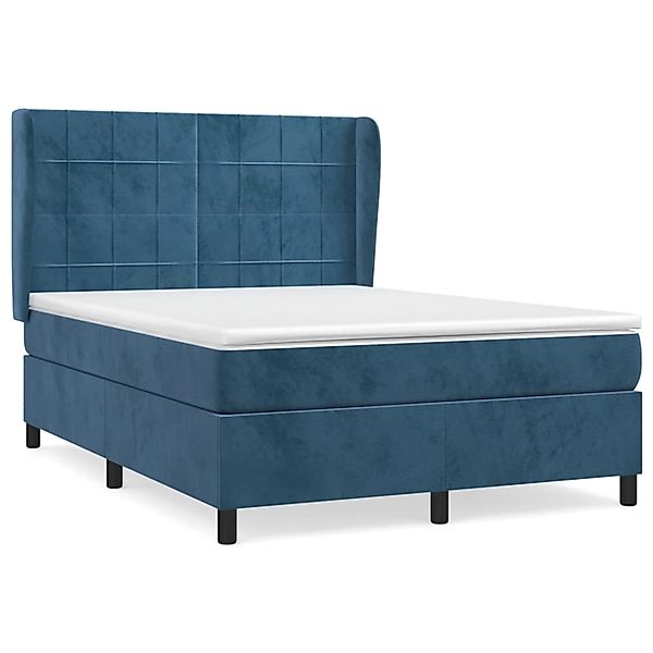 vidaXL Boxspringbett Boxspringbett mit Matratze Dunkelblau 140x200 cm Samt günstig online kaufen