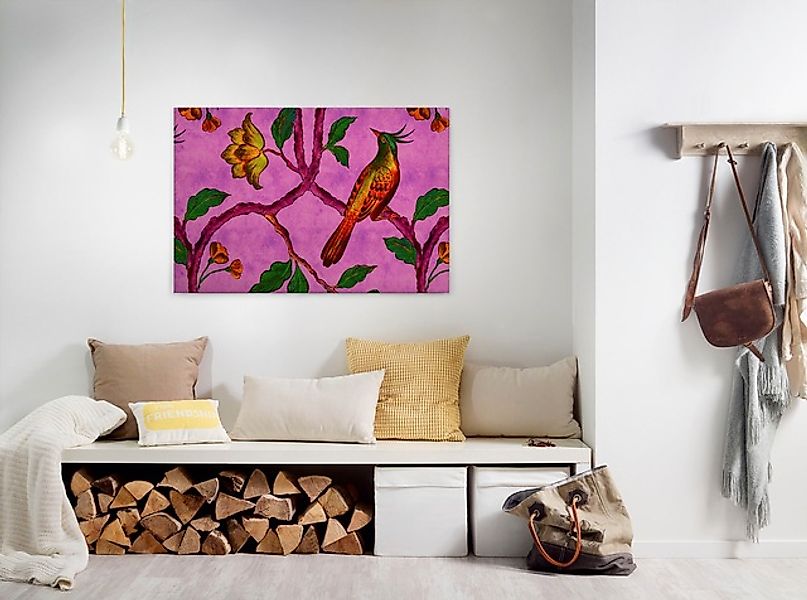 Bricoflor Neon Bild Auf Leinwand Mit Paradiesvogel Vogel Wandbild Pink Und günstig online kaufen