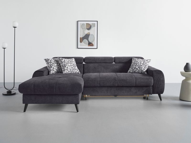 COTTA Ecksofa "Mia L-Form mit 3 Zierkissen" wahlweise mit Bettfunktion, Bet günstig online kaufen