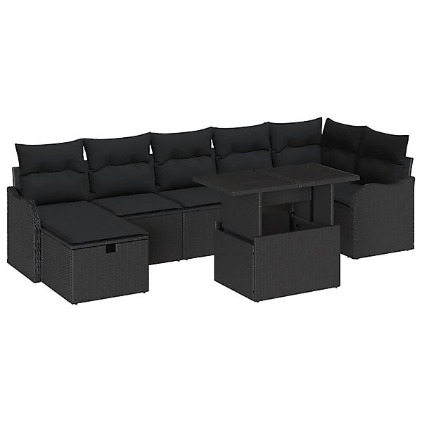 vidaXL Garten-Sofa-Set mit Kissen 8-Tlg Schwarz Poly Rattan 3361062 günstig online kaufen