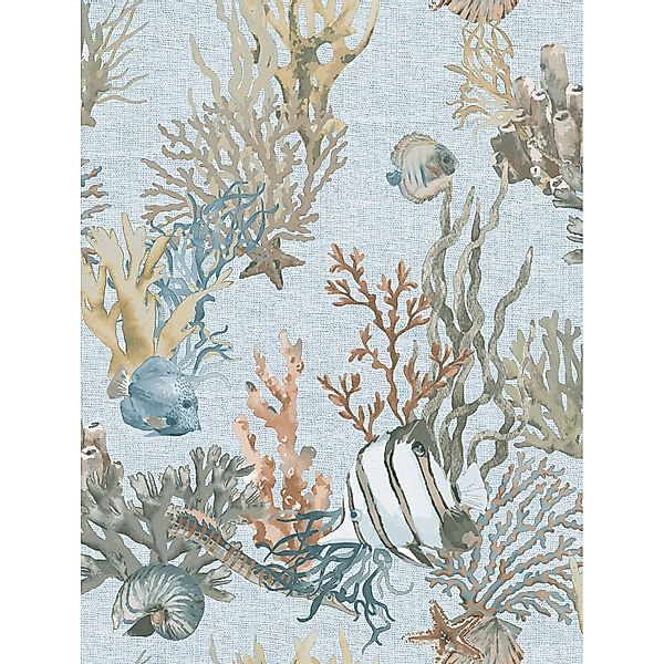 Sanders & Sanders Tapete Unterwasserwelt Blau und Graugrün 53 cm x 10 m günstig online kaufen