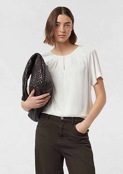 comma Kurzarmbluse Bluse Satinierte Kurzarmbluse mit Raffung am Ausschnitt günstig online kaufen