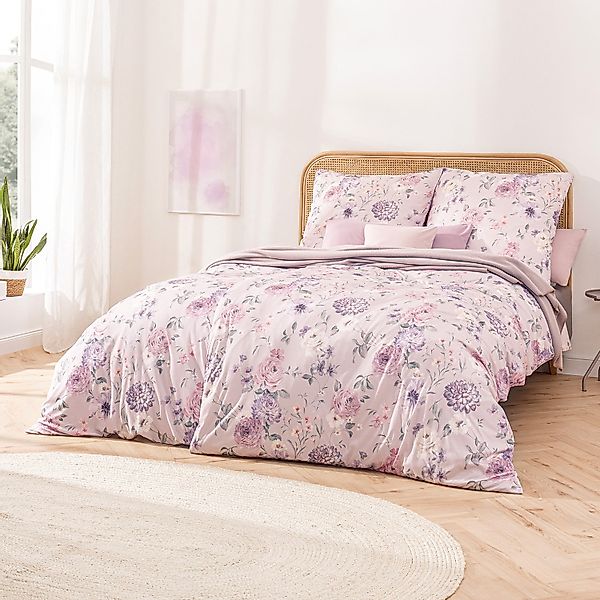 Estella Interlock Jersey Bettwäsche Gladys 6185-620 Blume Lila 135x200 günstig online kaufen