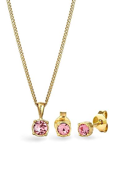 Elli Schmuckset Glas Kristalle Rose 925 Sterling Silber günstig online kaufen