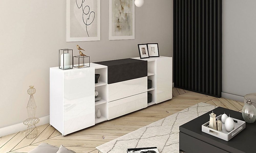 INOSIGN Sideboard BERLIN, Moderne grifflose Kommode Breite 190 cm, offene F günstig online kaufen