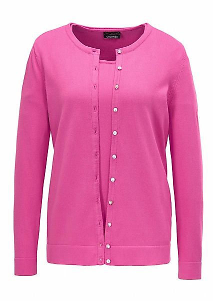 GOLDNER Strickpullover "Kurzgröße Figurnahes Twin-Set aus Pima-Baumwolle" günstig online kaufen