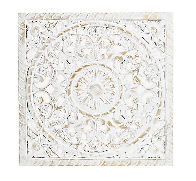 Meinposten Wandbild Holzbild Ornament weiß gold 40x40 rund 39 cm Landhaus M günstig online kaufen