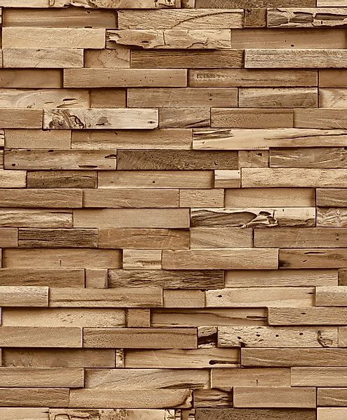 Grandeco Tapete Vliestapete 3D-Effekt Holz Optik günstig online kaufen
