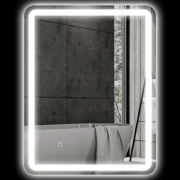 HOMCOM Badezimmerspiegel 70 x 90 cm rechteckig, LED-Badezimmerspiegel mit B günstig online kaufen
