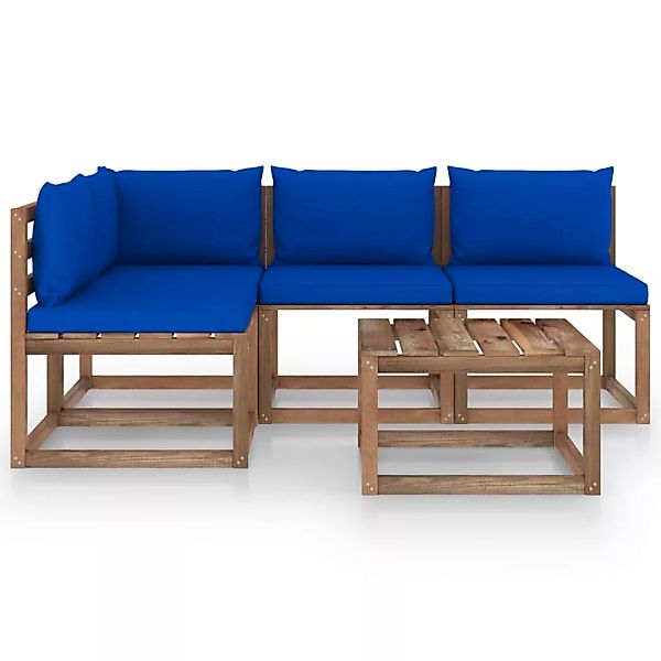 5-tlg. Garten-lounge-set Mit Blauen Kissen günstig online kaufen