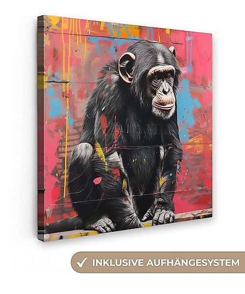 OneMillionCanvasses® Leinwandbild Graffiti - Schimpanse - Affe - Tiere - St günstig online kaufen