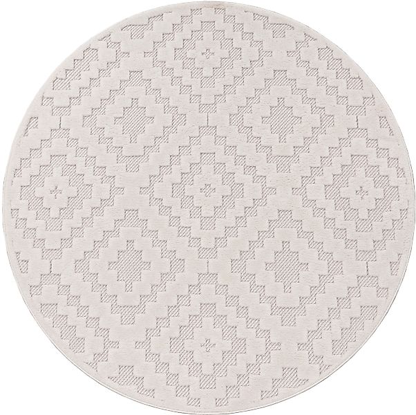 Paco Home Teppich »Livorno 672«, rund, 14 mm Höhe, Uni-Farben, Scandi, Raut günstig online kaufen