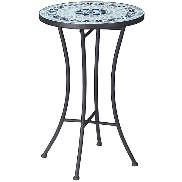 Outsunny Gartentisch Rund aus Metall mit Keramikplatte, Mosaik-Design, Ф35, günstig online kaufen