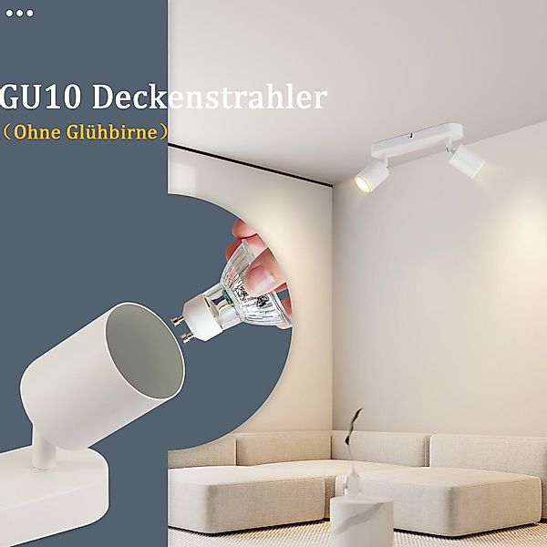 ZMH Deckenstrahler 2 Flammig - Schwarz/Weiß günstig online kaufen
