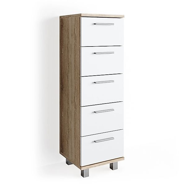 Vicco Badschrank Ilias Sonoma/Weiß 30 x 95 cm günstig online kaufen