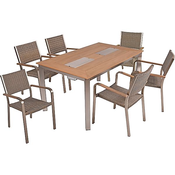 Garden Pleasure Gartenmöbel-Set Florence 7-teilig mit Stapelstühle Champagn günstig online kaufen