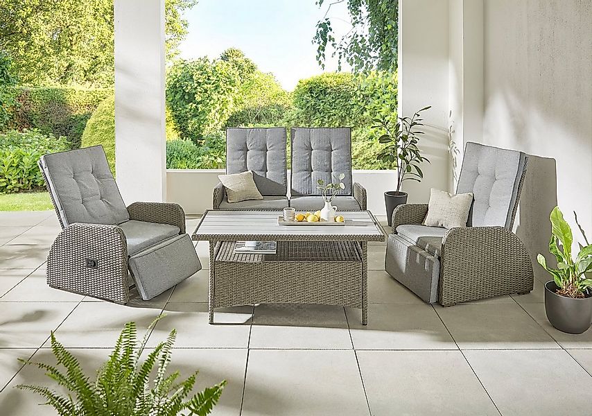 KONIFERA Gartenlounge-Set Vigo, (Set, 8-tlg., 2x Sessel, 1x 2er Sofa, 1x Ti günstig online kaufen