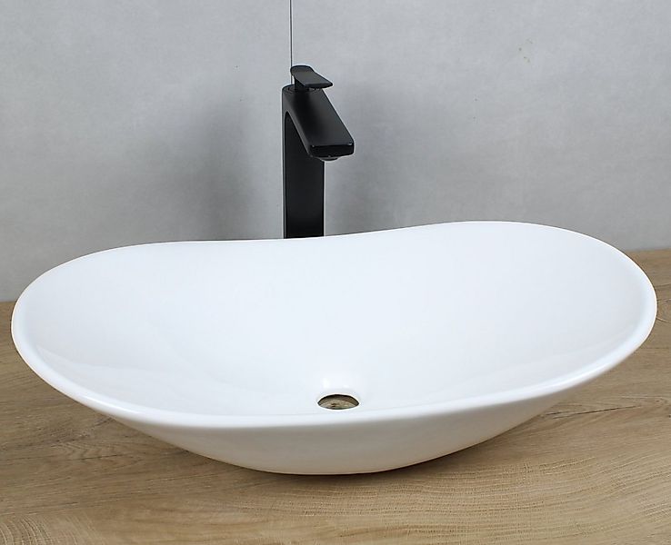 HAGO Aufsatzwaschbecken Keramik Waschbecken oval 640x365x130 weiß ohne Über günstig online kaufen