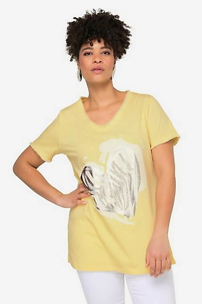 MIAMODA Rundhalsshirt T-Shirt Herz-Druck Fransen Halbarm günstig online kaufen