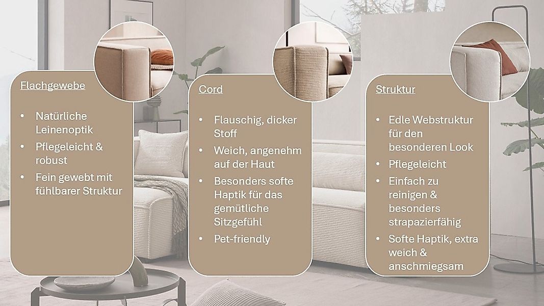 LeGer Home by Lena Gercke Ecksofa "PIARA mit Kedernaht, Cord, Leinenoptik o günstig online kaufen