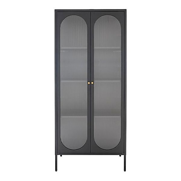 House Nordic Standvitrine Adelaide in Schwarz, Metall - 80x180x35cm (BxHxT) günstig online kaufen