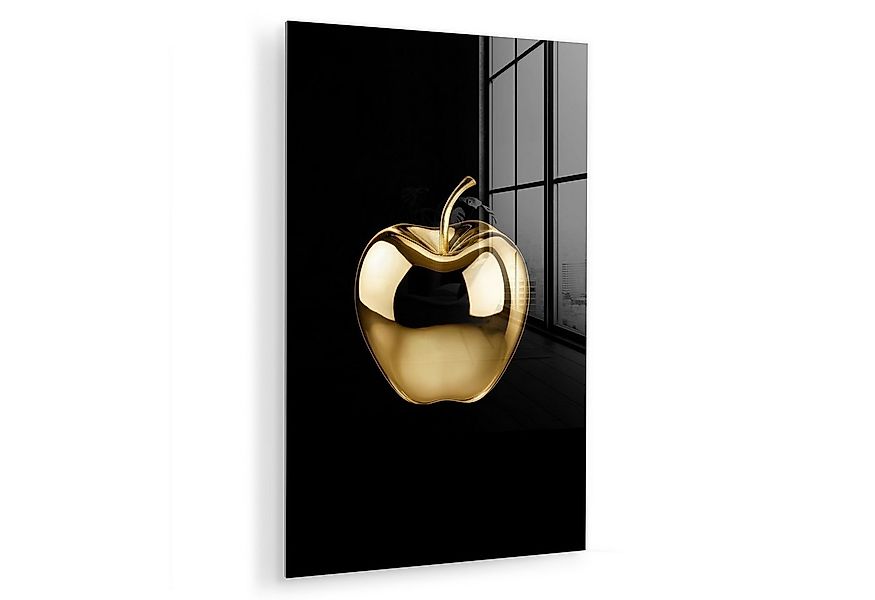 MuchoWow Acrylglasbild Apfel - Gold - Chrom - Schwarz, Inkl. Aufhängung, De günstig online kaufen