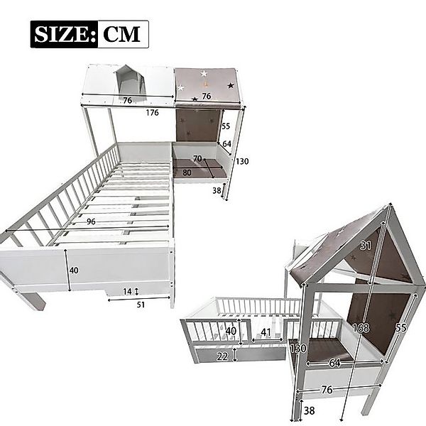 STILVORA Kinderbett 90×200 Bettgestell mit Matratze,Hausbett mit Zeltstoff günstig online kaufen