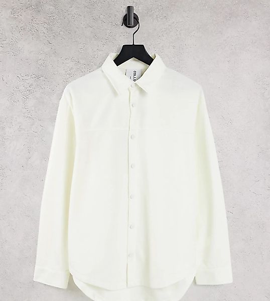 COLLUSION – Langärmliges Oversize-Shirt aus Polyestertrikot in Ecru-Weiß günstig online kaufen