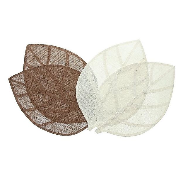 Home-trends24.de Platzset Platzmatte Blatt 4er Set Jute Braun Weiß Tischset günstig online kaufen