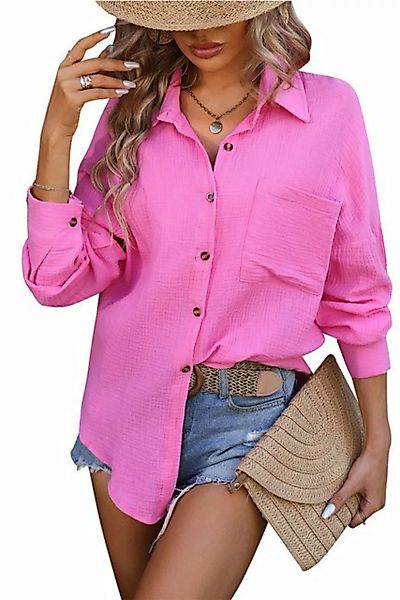 ENIX Langarmbluse Damen-Hemden mit Knöpfen,Shirtjacke,Businesshemd,aufrollb günstig online kaufen