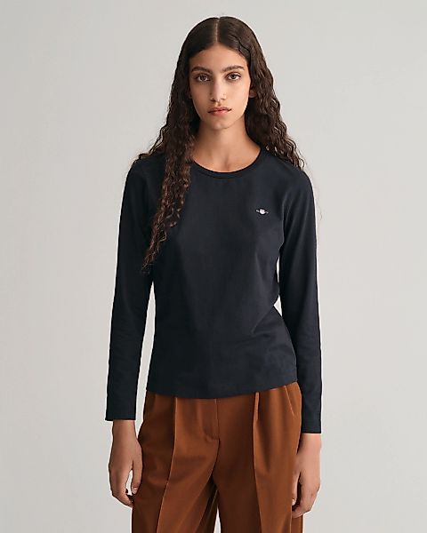 Gant Langarmshirt "REG SHIELD LS T-SHIRT", kleine Logostickerei auf der Bru günstig online kaufen