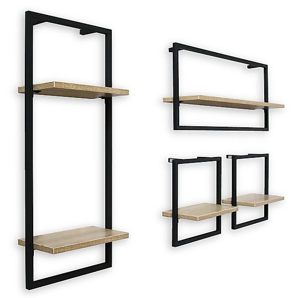 holz4home® Wandregal MDF Sonoma mit Metallrahmen günstig online kaufen