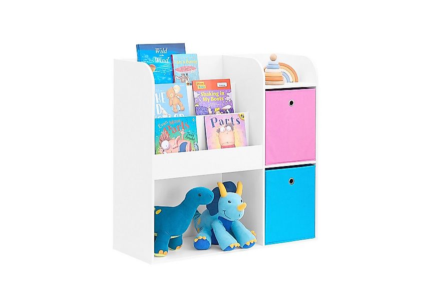 SoBuy Bücherregal KMB37, Kinderregal mit 5 Ablagefächern und 2 Stoffboxen S günstig online kaufen