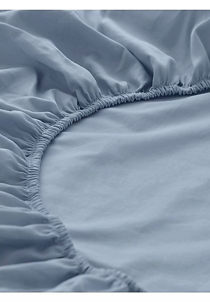 hessnatur Satin-Spannbetttuch aus Bio-Baumwolle - blau - Größe 180x200 cm günstig online kaufen