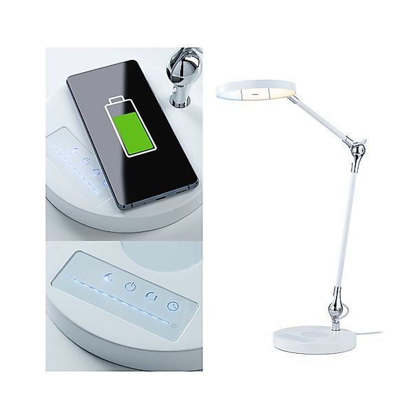 Paulmann "LED Schreibtischleuchte Numis QI White Switch 1000lm 11W Weiß" günstig online kaufen